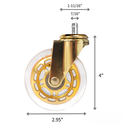 Roller Blade Style Stool Casters Gold