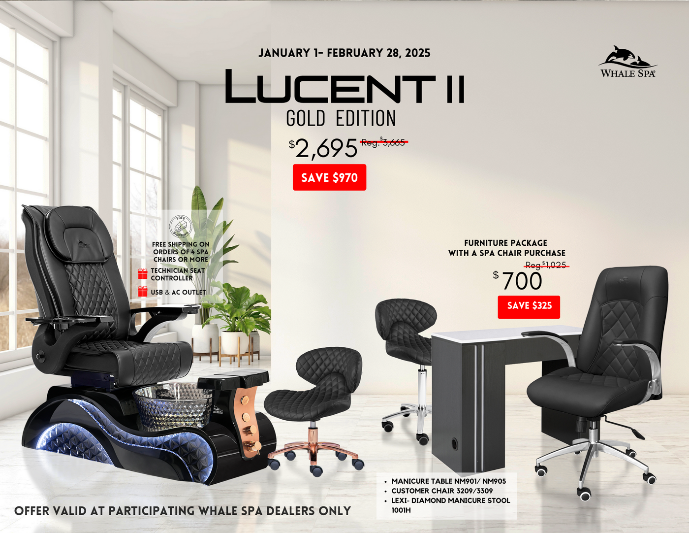 Lucent II Gold Edition Pedicure Chair Package Deal