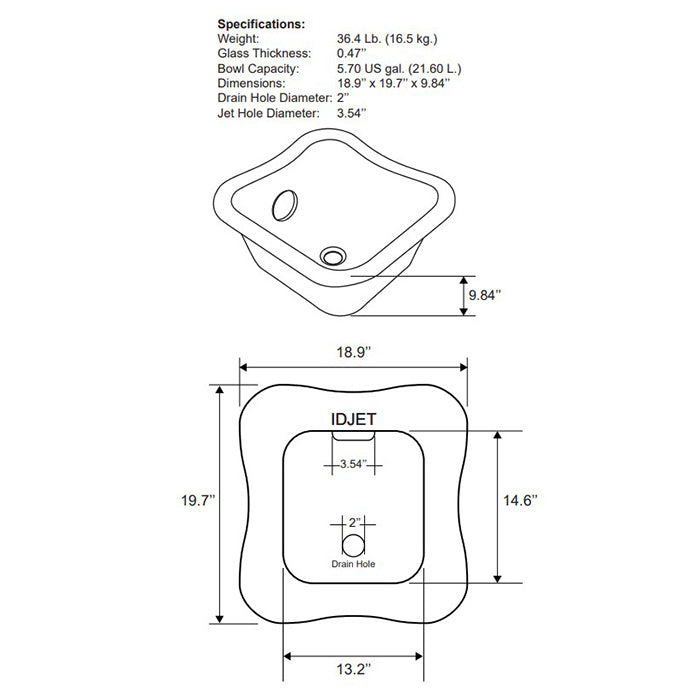 Gs5015 - Hard Rock Glass Pedicure Bowl