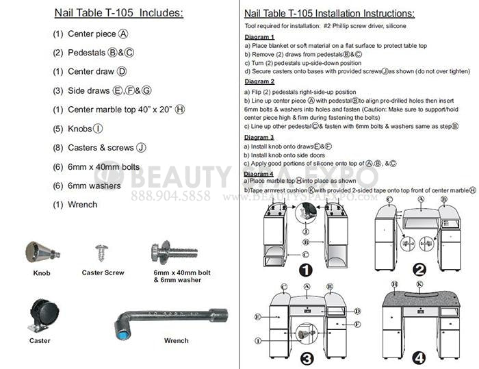 T-0639 Triple Nail Table