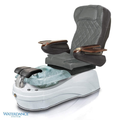 Monaco Pedicure Chair. 9660 Gray Seat, Rustic Gold Bowl, Chrome Faucet. Switch, Knob Option & Pearl White Base