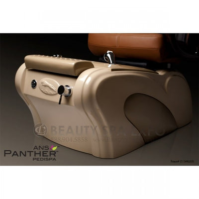 Panther Pedicure Chair. The ANS Panther features a removable fiberglass sink bowl; an adjustable waterproof, fiberglass footrest; an easy-to-control, front-mounted faucet; a pullout, multifunction shower head; an embedded LED light color therapy; free matching pedicure stool.